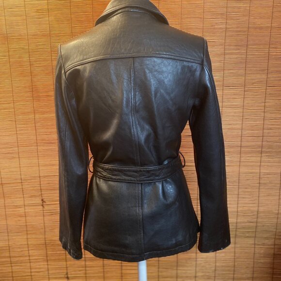 Charlotte Russe Black Leather Jacket with Sash Fully LIned Size Medium EUC - Picture 3 of 5